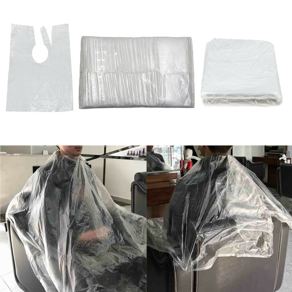 200Pcs Disposable Hair Cutting Cape Clear Home DIY Hair Salon Gowns Barber Capes