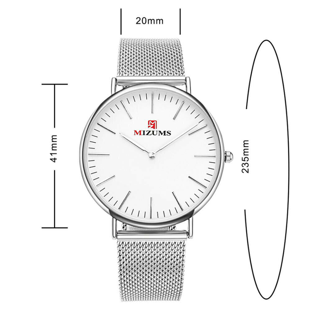 Men Watch Steel Band Quartz Waterproof Watch Business Casual Watch White