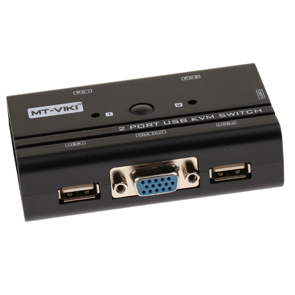 2 Ports USB 2.0 KVM Switch Up to 1920x1440 Resolution for PC Computer