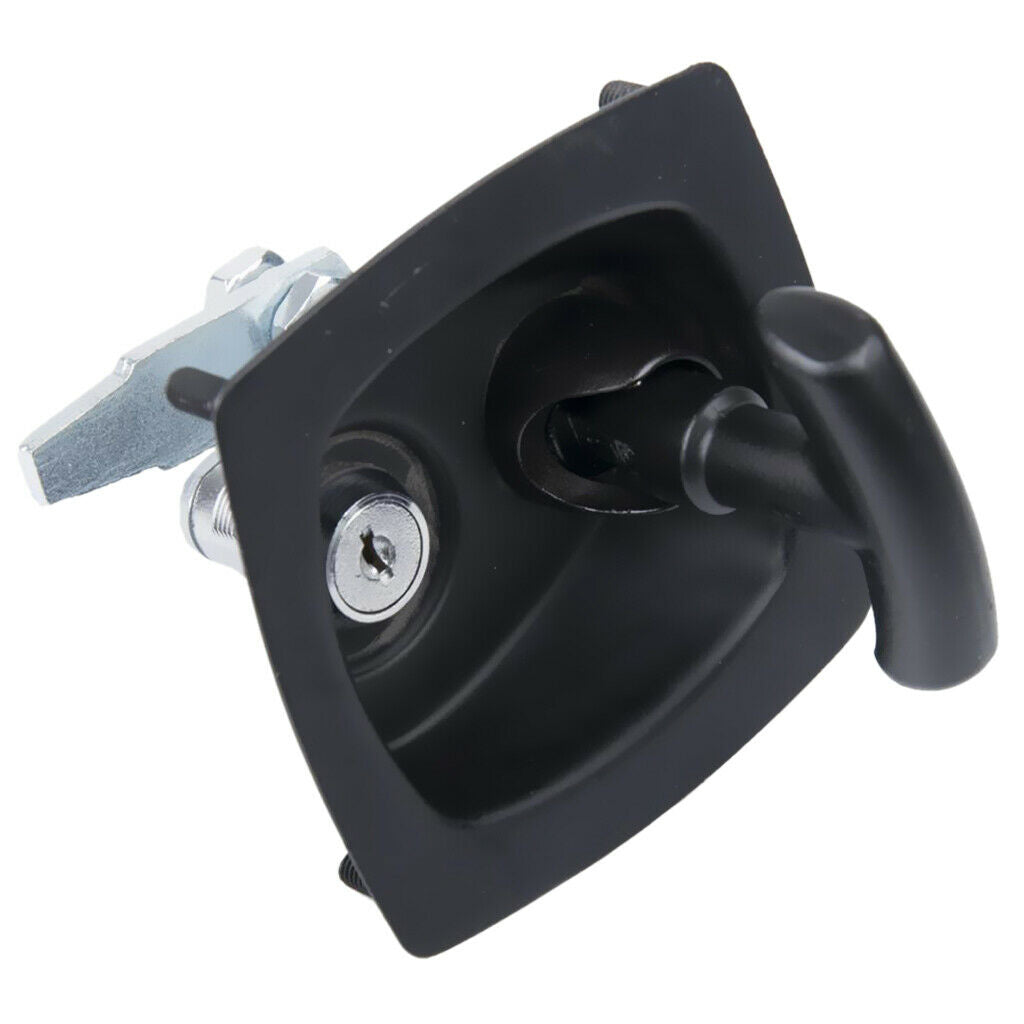 Black Recessed Folding T Lock / Handle (Camper Trailer Toolbox ) Drop T S/S