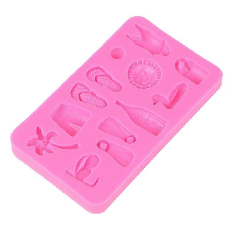 Beach Series Square Fondant Silicone Material Mold Slippers Swimsuit Cake Decors