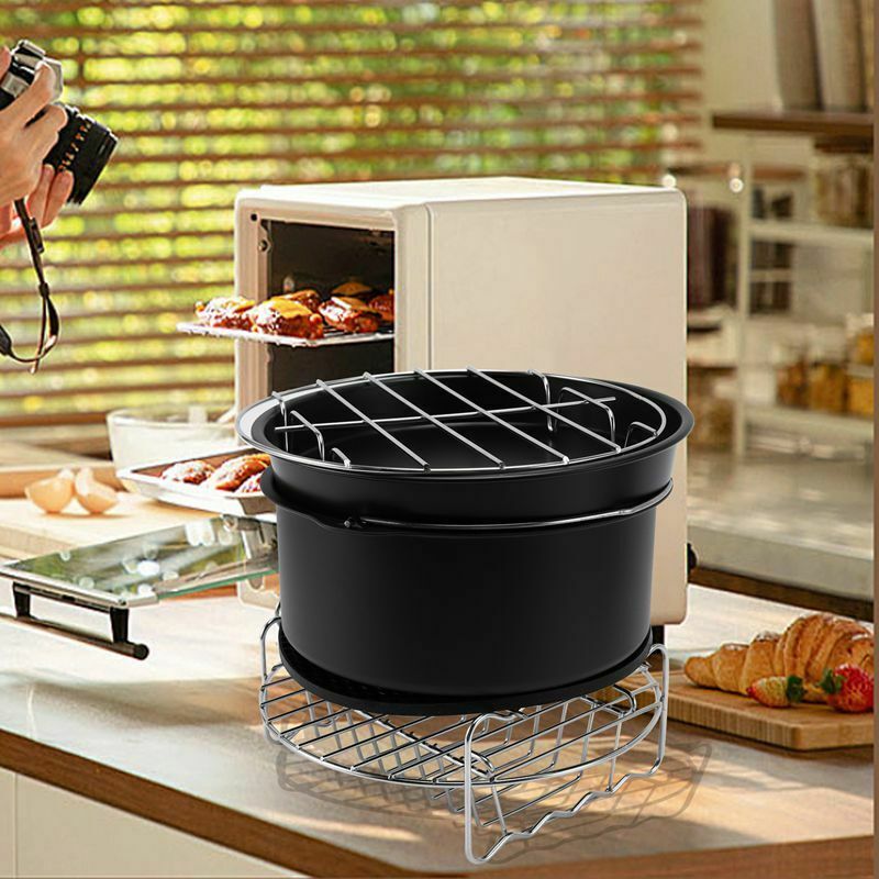1X(7Pcs 8 Inch Air Fryer Accessories Set Chips Baking Pizza Pan Kitchen Tool6J6)