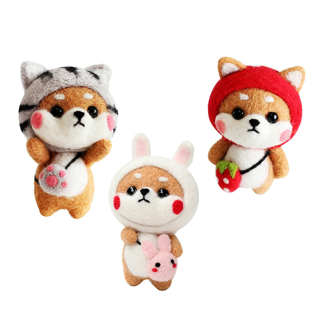 3 Sets Dog  Felting Handle With 7 Needles Wool Embroidery Craft Kit