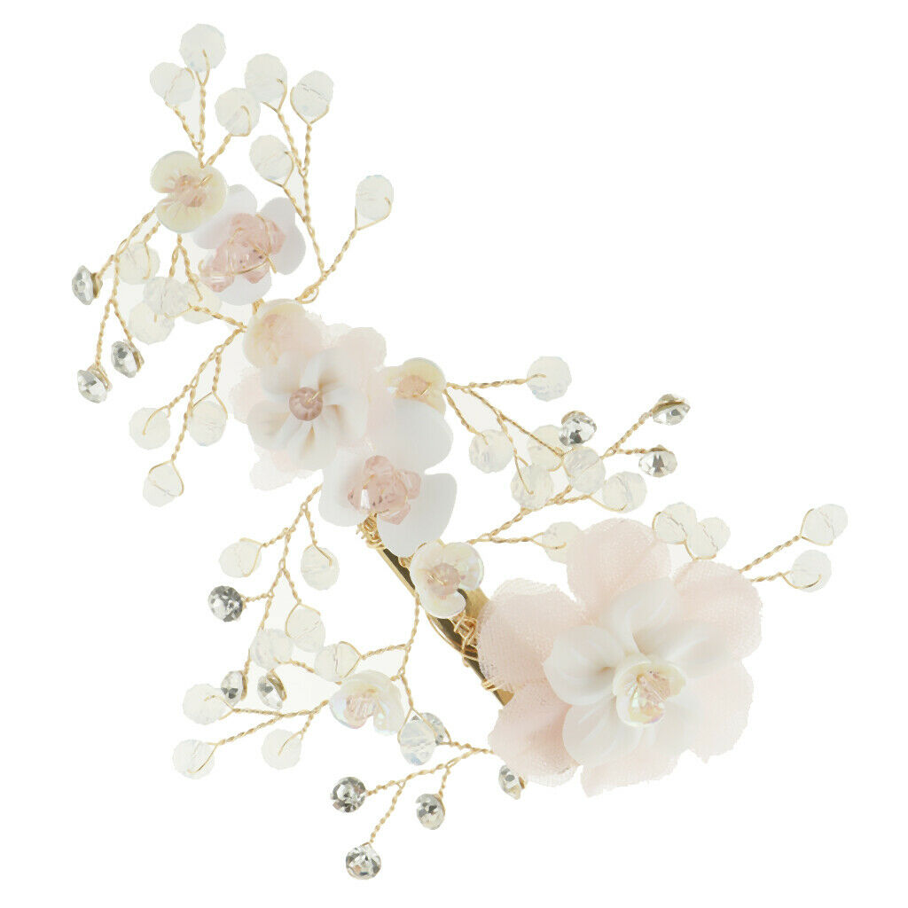 Handmade Flower Manual Alloy Rhinestone Hairpin Women Golden Tiaras