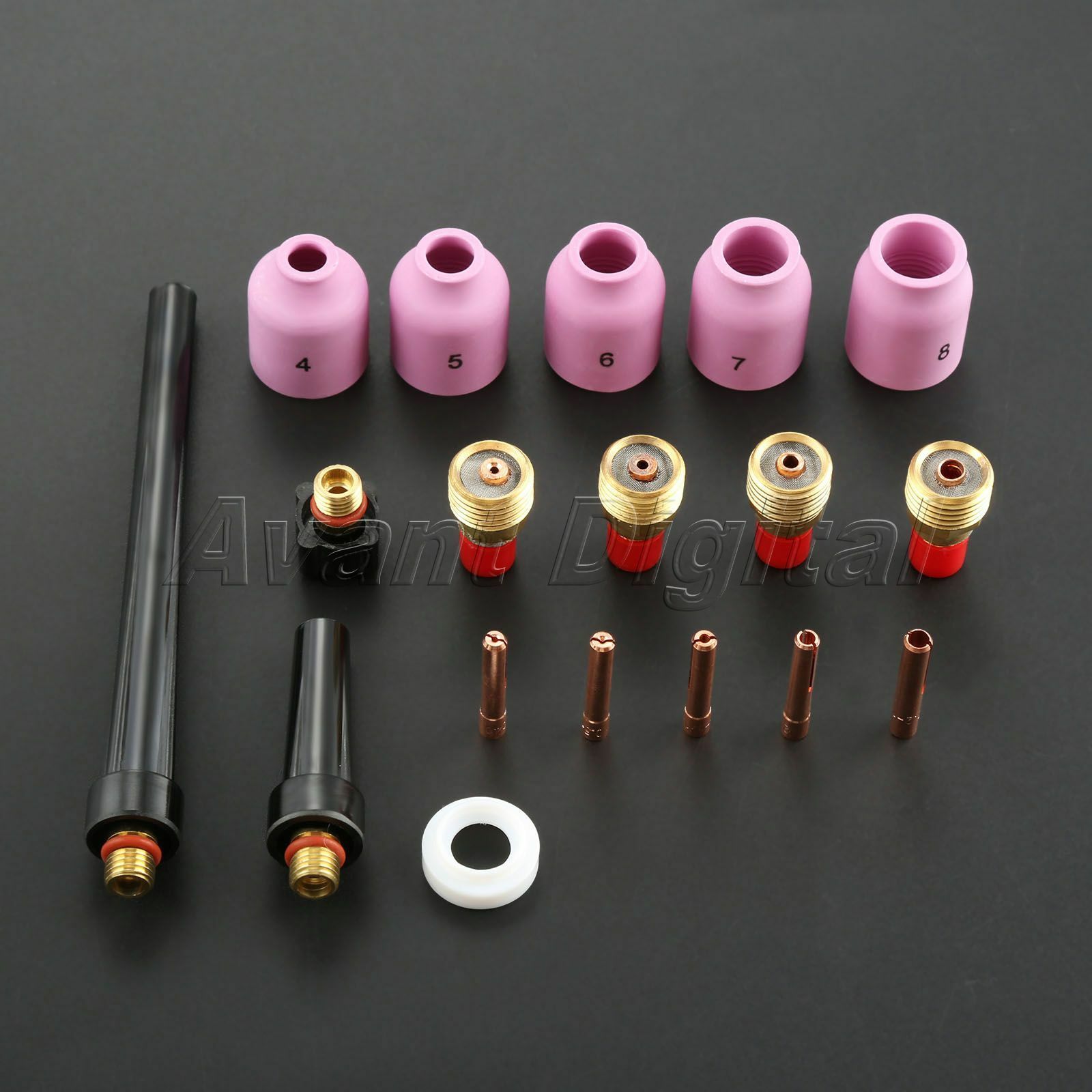 18PCS TIG Gas Lens Collet Body TIG Back Cap Welding Torch SR WP9 20 25 Supplies