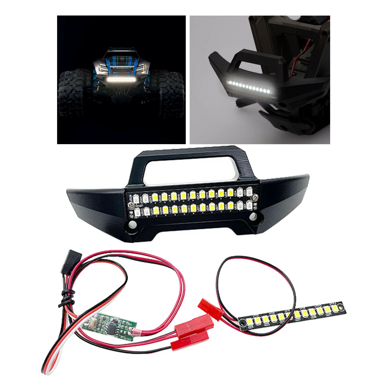 Rear Bumper w/ Light & Front Light Bar for MAXX 1/10 Scale RC Car Parts Acc