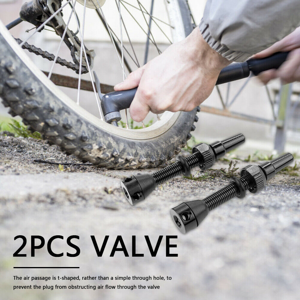 2pcs 40mm Bicycle Bike Tubeless Tire Presta Valve CNC Alloy Stem with Cap @