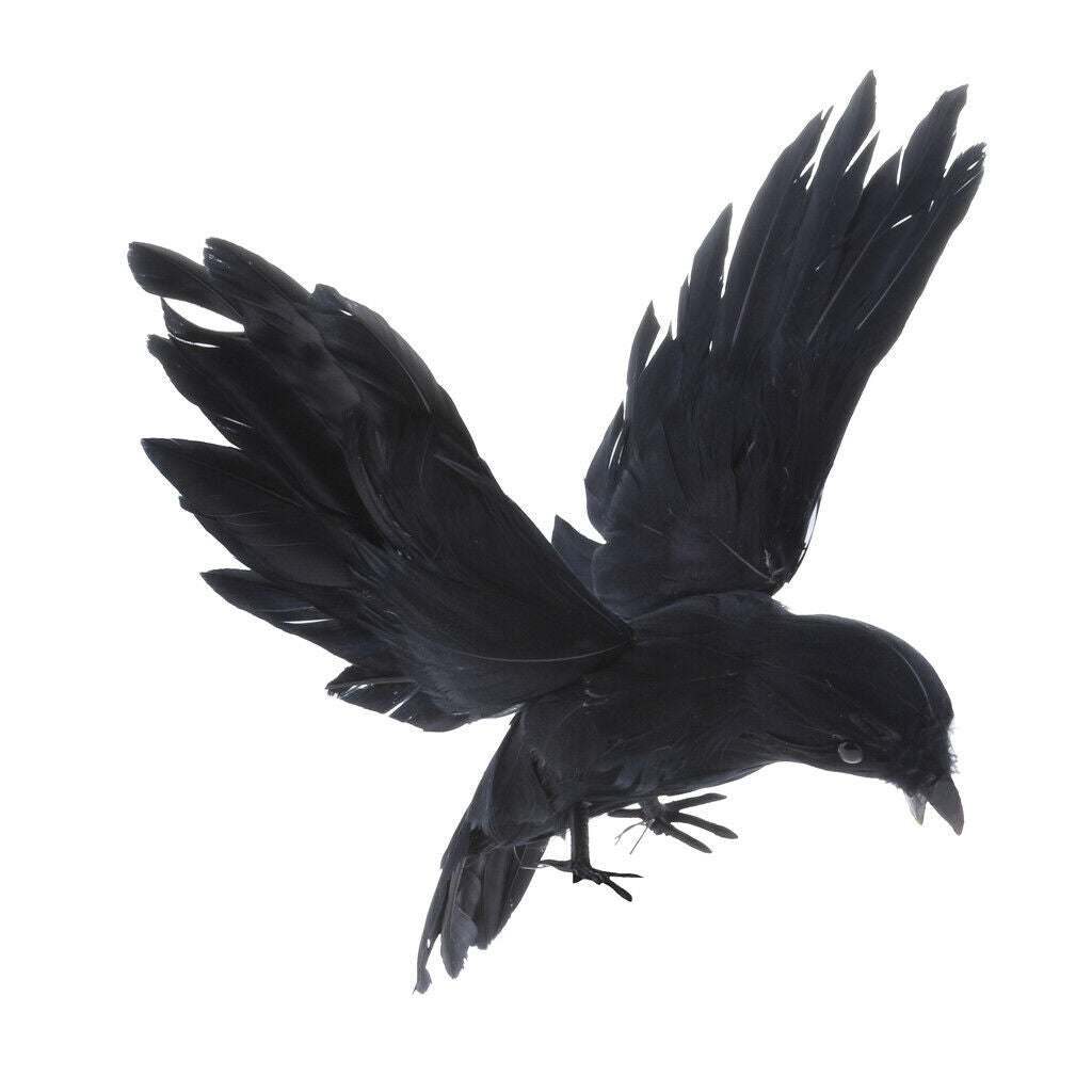 Black Realistic Flying Crow Decoy Hunting Birds Decoy Weed Pest Control