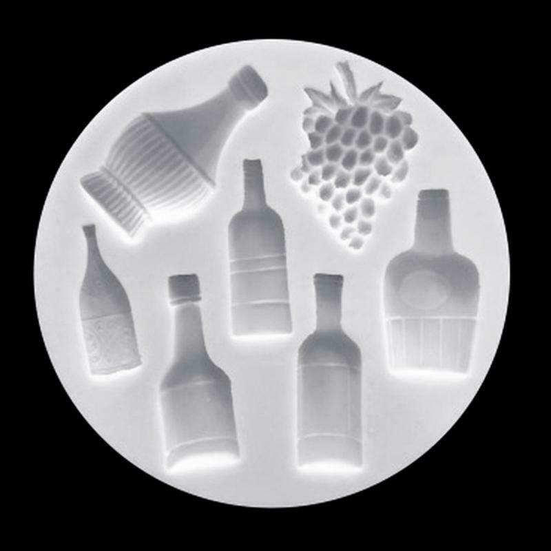 Silicone Material Red Wine Bottles and Grape Shape Design Fondants Mold DIY Cake