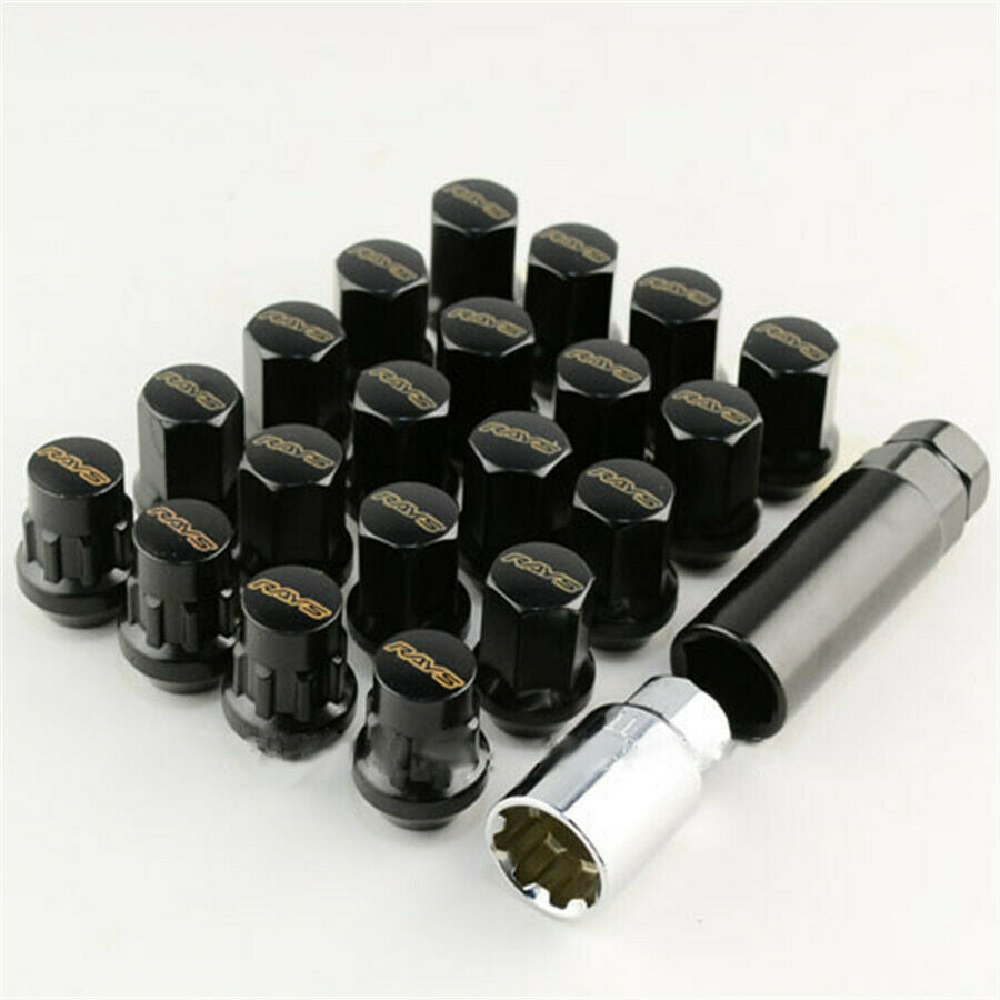 20* M12X1.5MM BLACK Anti-theft Wheel Nuts alloy steel TUNER RACING WHEEL LUG NUT
