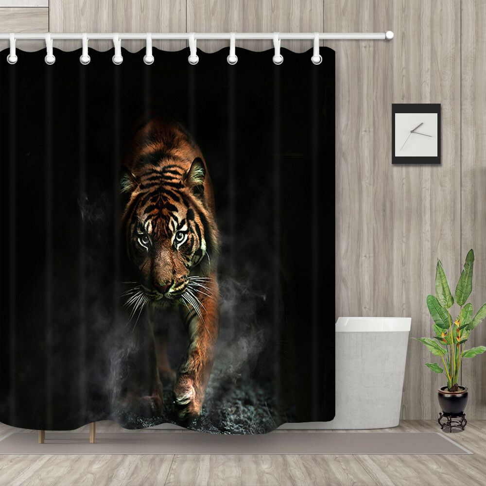 Animal Tiger in Fog Waterproof Fabric Bathroom Shower Curtain with hooks 71Inch