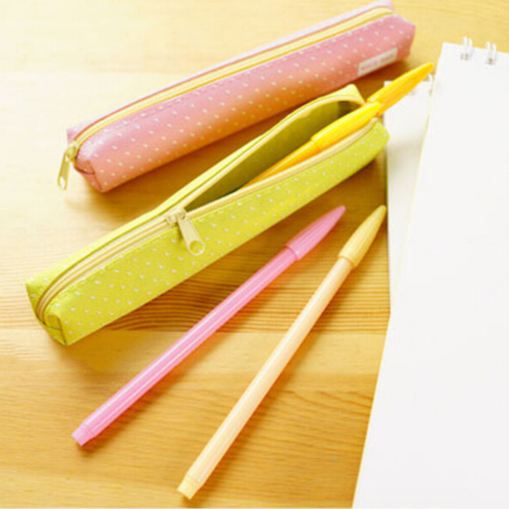 Candy Color Pencil Case Dot  Pen Bag Stationery Pouch Office School Supplies TH