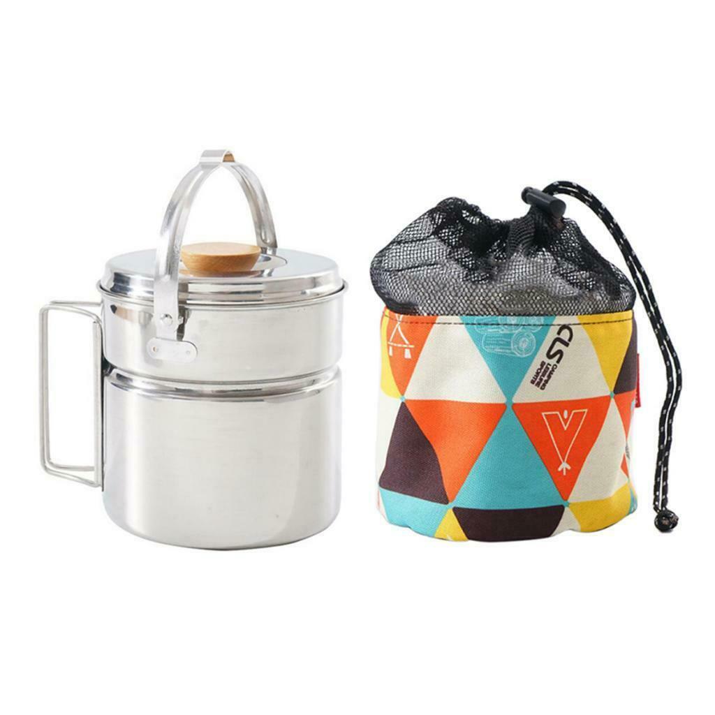 Stainless Steel Outdoor Cooking Camping Cookware Hanging Pan Pot 14x12cm