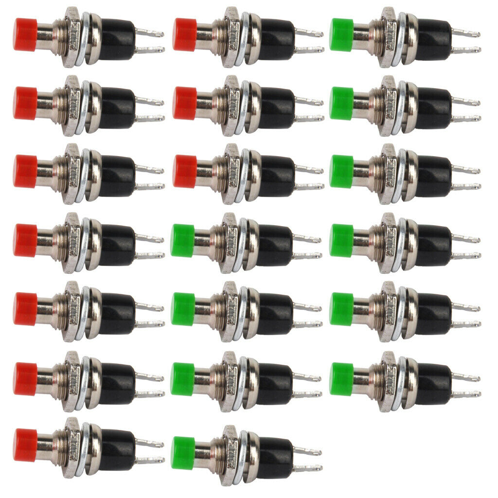 20pcs Mini Push Button Switch, Momentary Switches for Railway, DIY Kits - Green