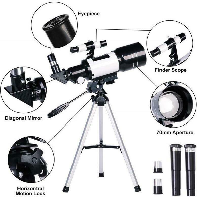 150X 70mm Aperture Astronomical Telescope Refractor Tripod Finder For Beginner