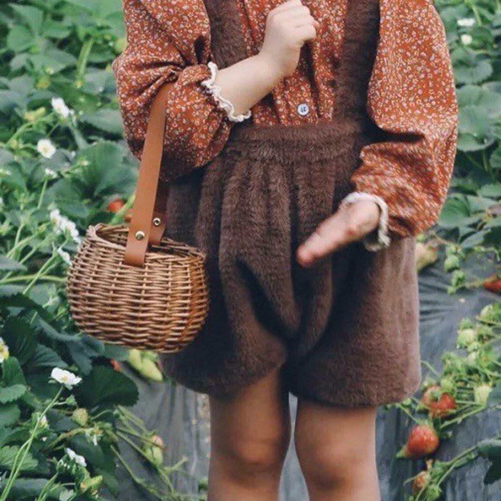 Rustic Woven Storage Basket Picnic Flowers Storage Tray Home Decor