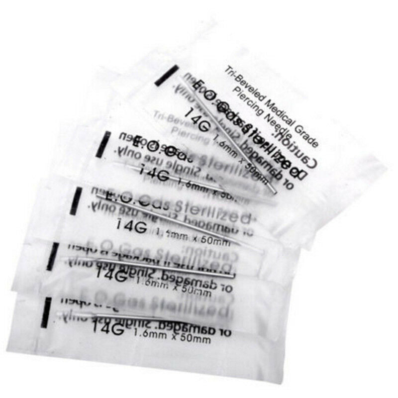 20 PCS/Set 14/16G Body Piercing Kit Needle Belly Eyebrow Nipple Nose Lip Rin Kt