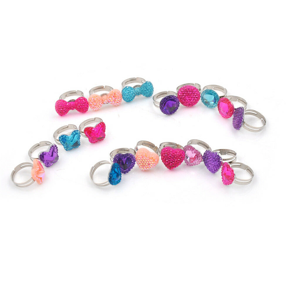 5Pcs Lovely Heart Butterfly Rings Adjustable Jwewlry Kids Fashion Accessor.l8