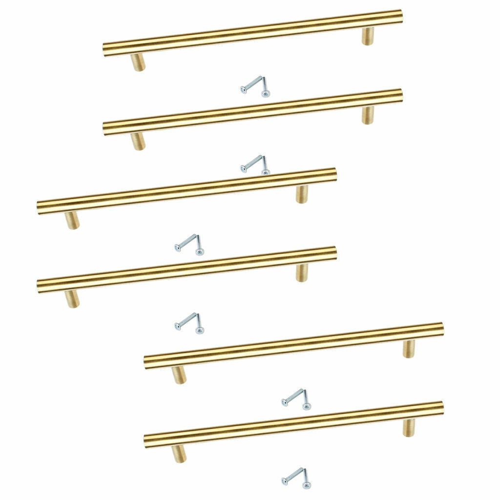 6x Stainless Steel Modern Style Door Handle Cabinet T Bar Drawer Pulls 200mm