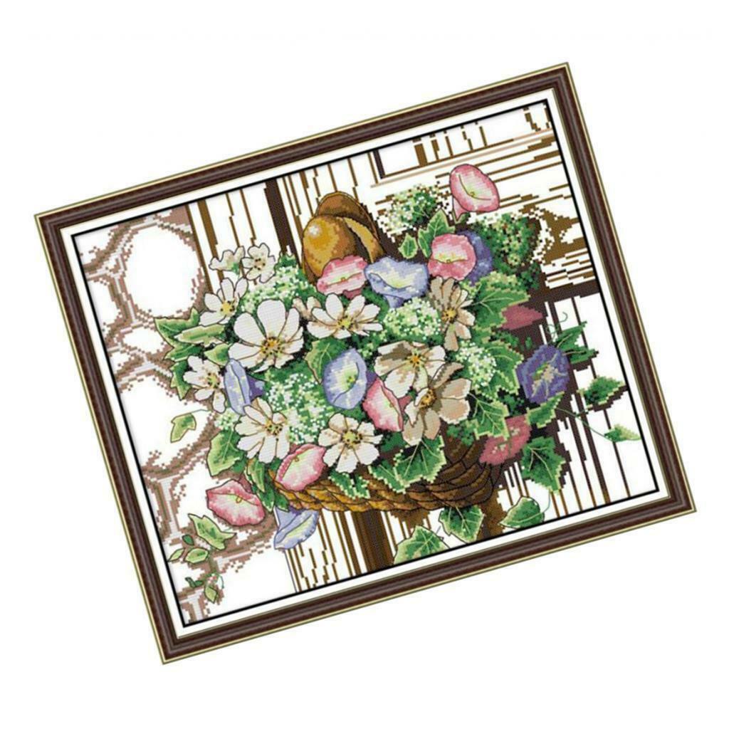 Flower Basket Cross Stitch Kits Beginner Adults Embroidery 14CT Home Decor