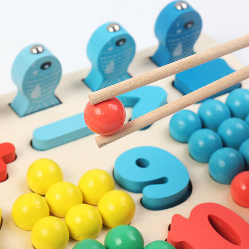 Learning Montessori Wooden Toys Kids Math Fishing Count Numbers Puzzle