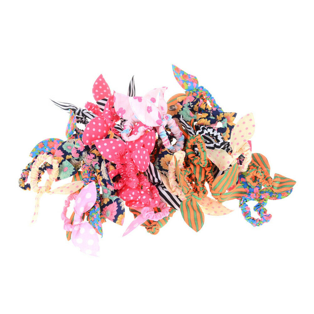 12PCS Girl Rabbit Ear Scrunchies Hair Band Rope Elastic Tie Ponytail Holde.l8