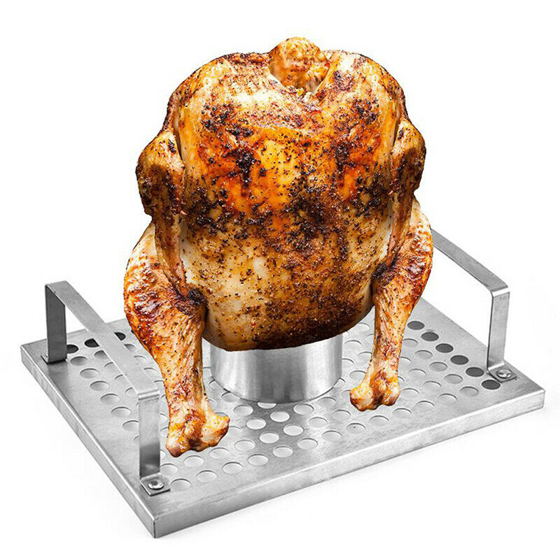 Beer Can Chicken Roaster Rack Stainless Steel BBQ Roasting Holder for Campin.DD