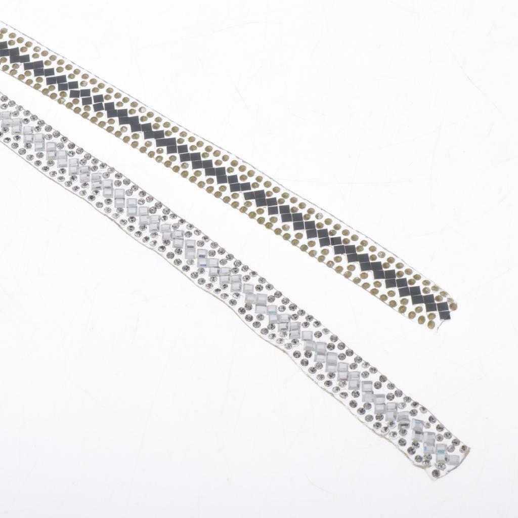 1 Yard Rhinestone Beaded Trim Crystal Rhinestone Hotfix Ribbon Iron on Appliques