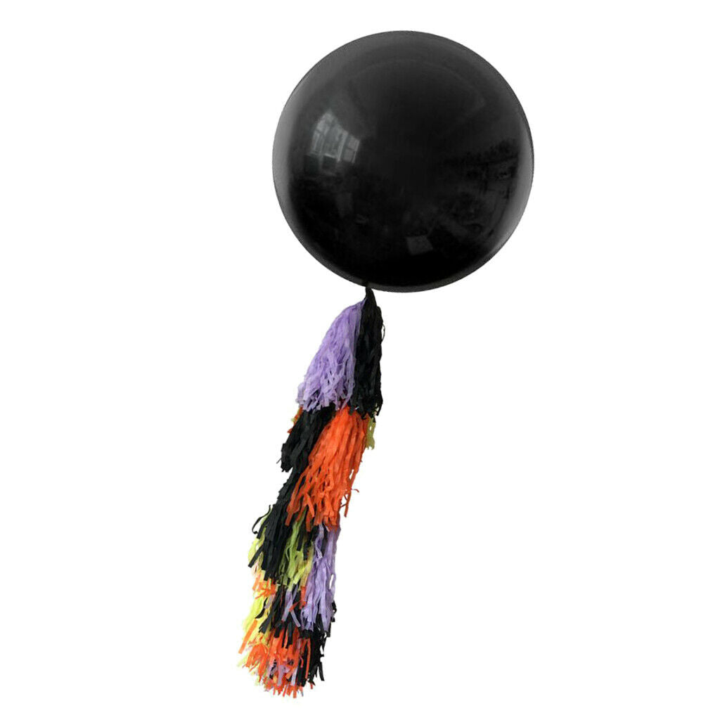 Large Latex Balloons 36 Inch Black with Colorful Tassels Halloween DIY Decor