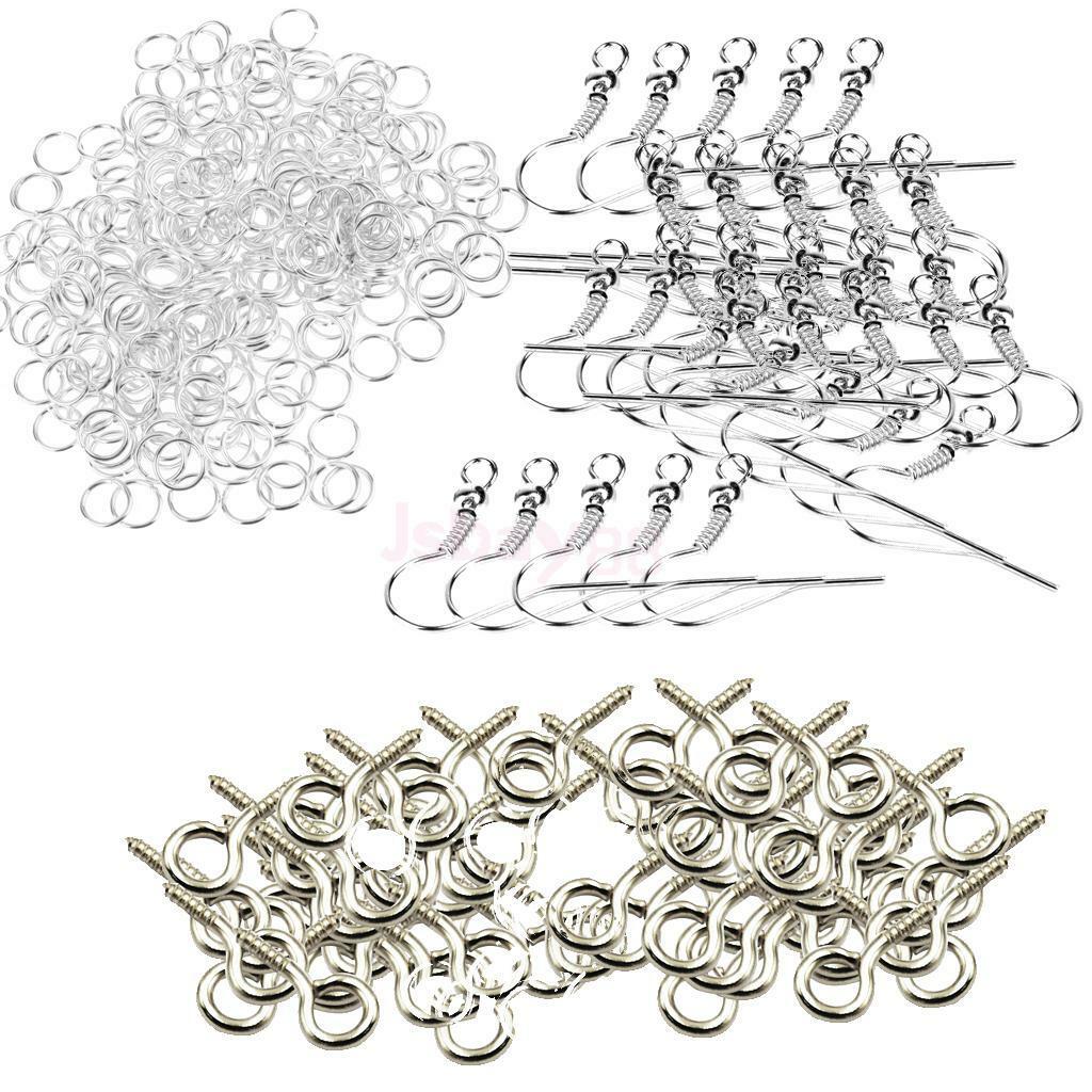 50 Pieces Screw Eye Pin +2000 Pieces 4mm Jump Rings+100 Pieces Earring Hooks