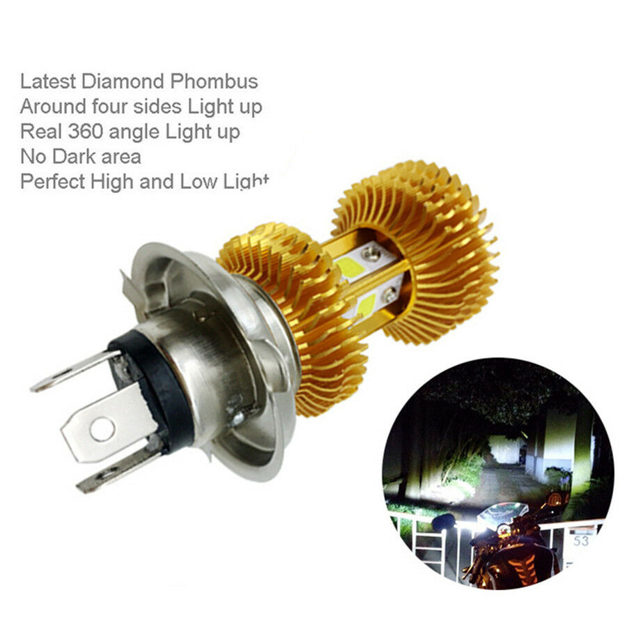 1Pcs 18W H4 LED Motorcycle Headlight Front Blub 1600LM 6000K White High/Low Beam