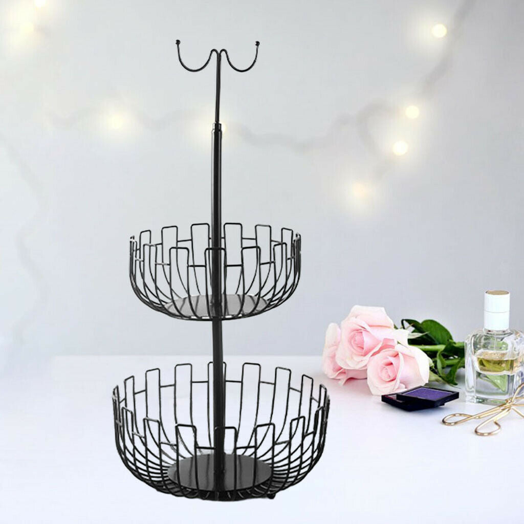Iron Wire 2 Tier Hanging Fruit Basket Holder Kitchen Storage Rack Heavy Duty