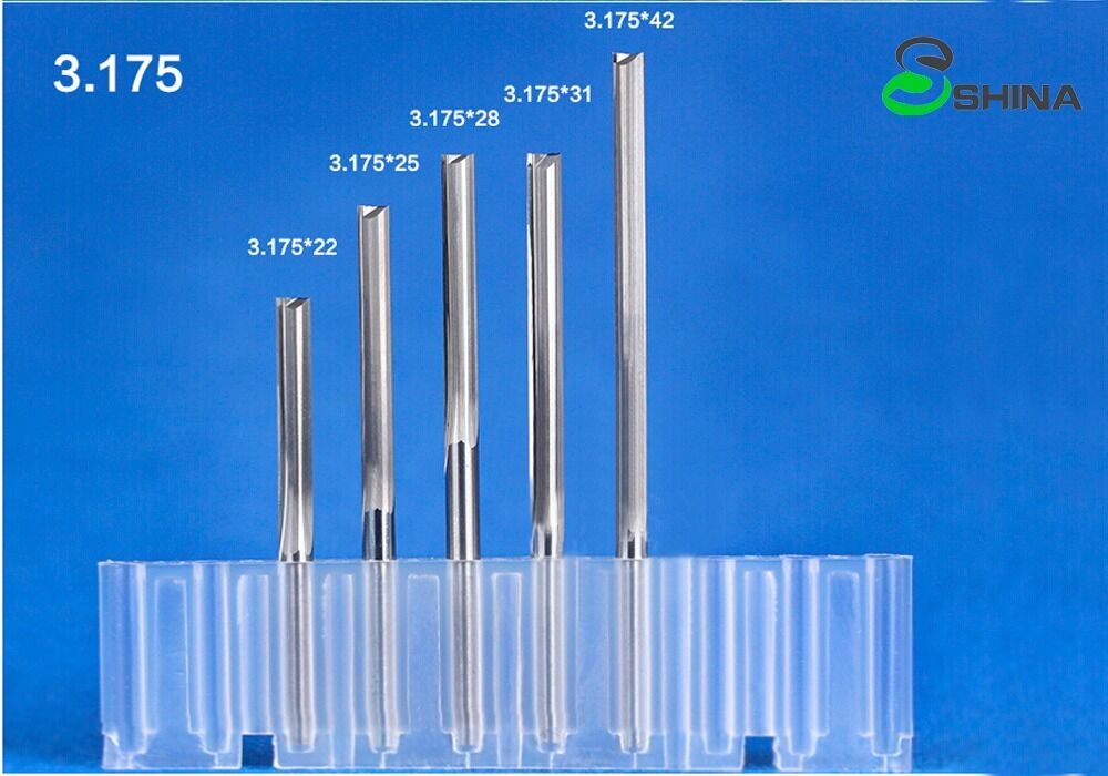 10x 1/8" Double Flute Straight Slot CNC Router Bits Tungsten Carbide 3.175*17mm