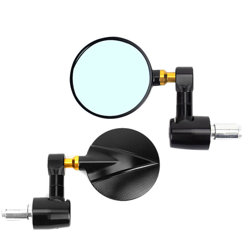 Motorcycle Retro Bike Blue Glass Rearview Mirror AluminumAlloy Convex Left+Right