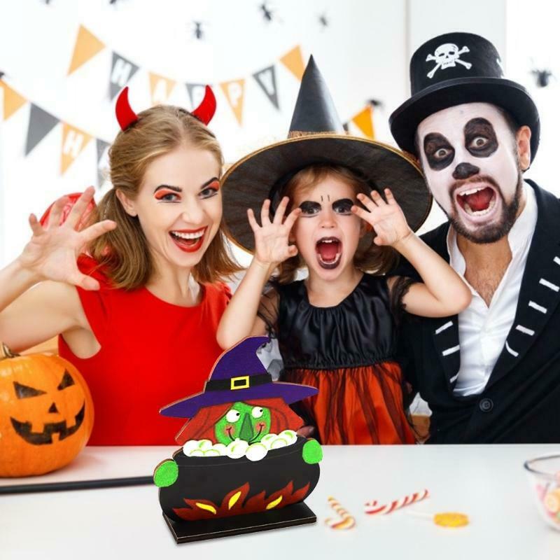 Evil Witch Halloween Wooden Desktop Ornaments Creative Decor for Home Indoor