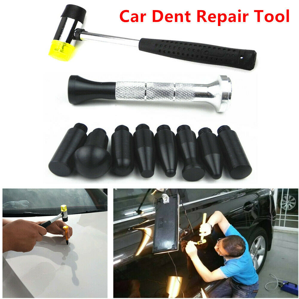 Car SUV Dent Repair Tool Kit Depression Repair Plastic Flat Pen w/ Rubber Hammer