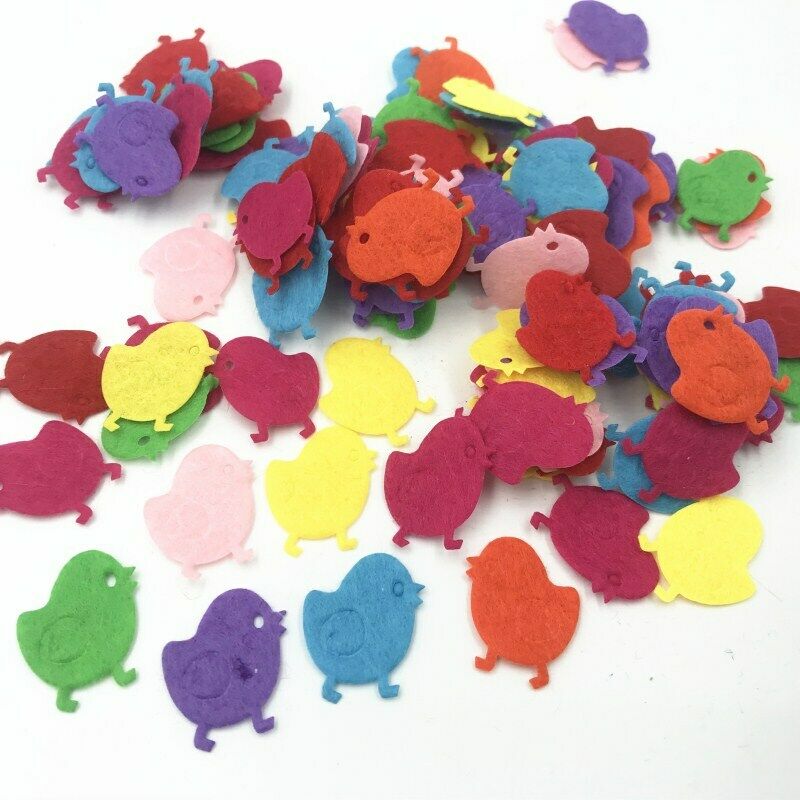 100pcs Mixed Colors Chick shape Felt Appliques Crafts Making decoration 25mm