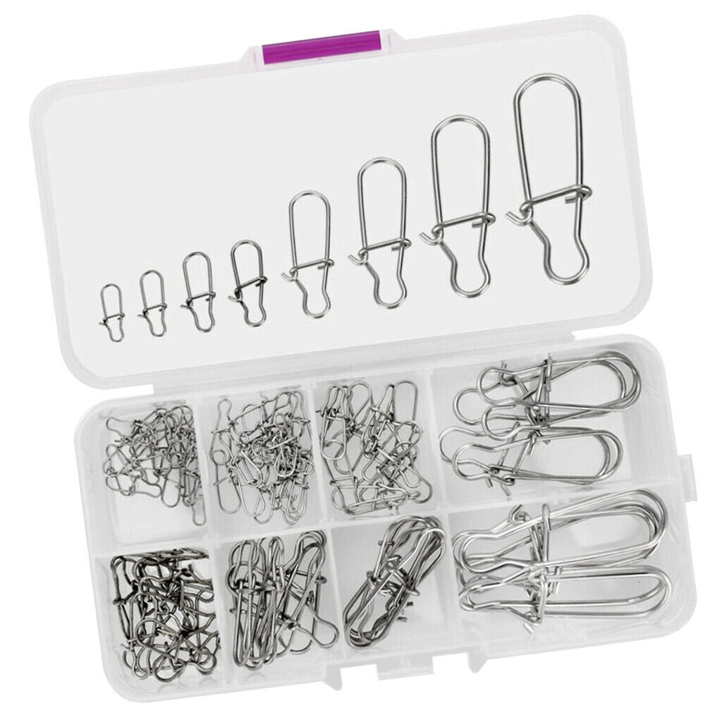 100pcs Strong Nice Swivels Lock Snaps for Fishing Freshwater Saltwater Rings