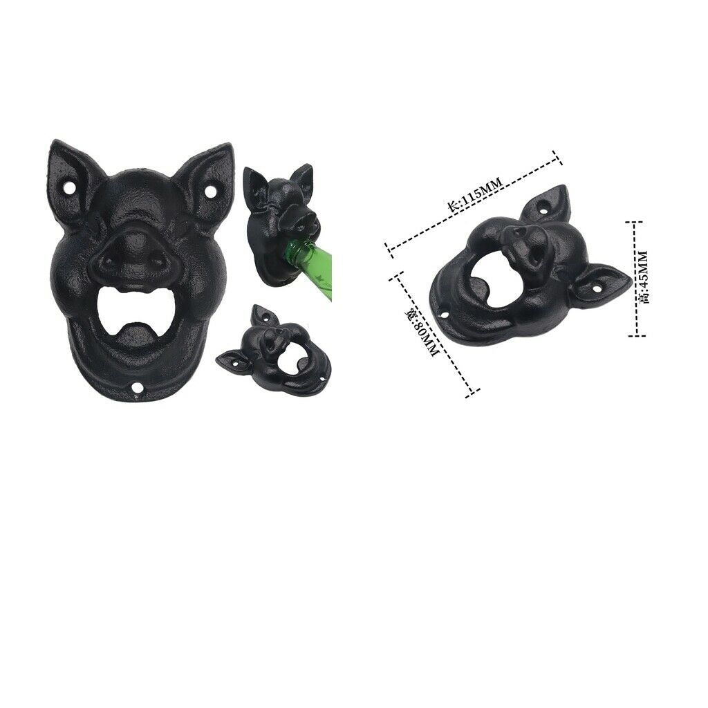2Pc Home Cool Iron Retro Animal Pig Wall Beer Soda Soft Drink Bottle Opener