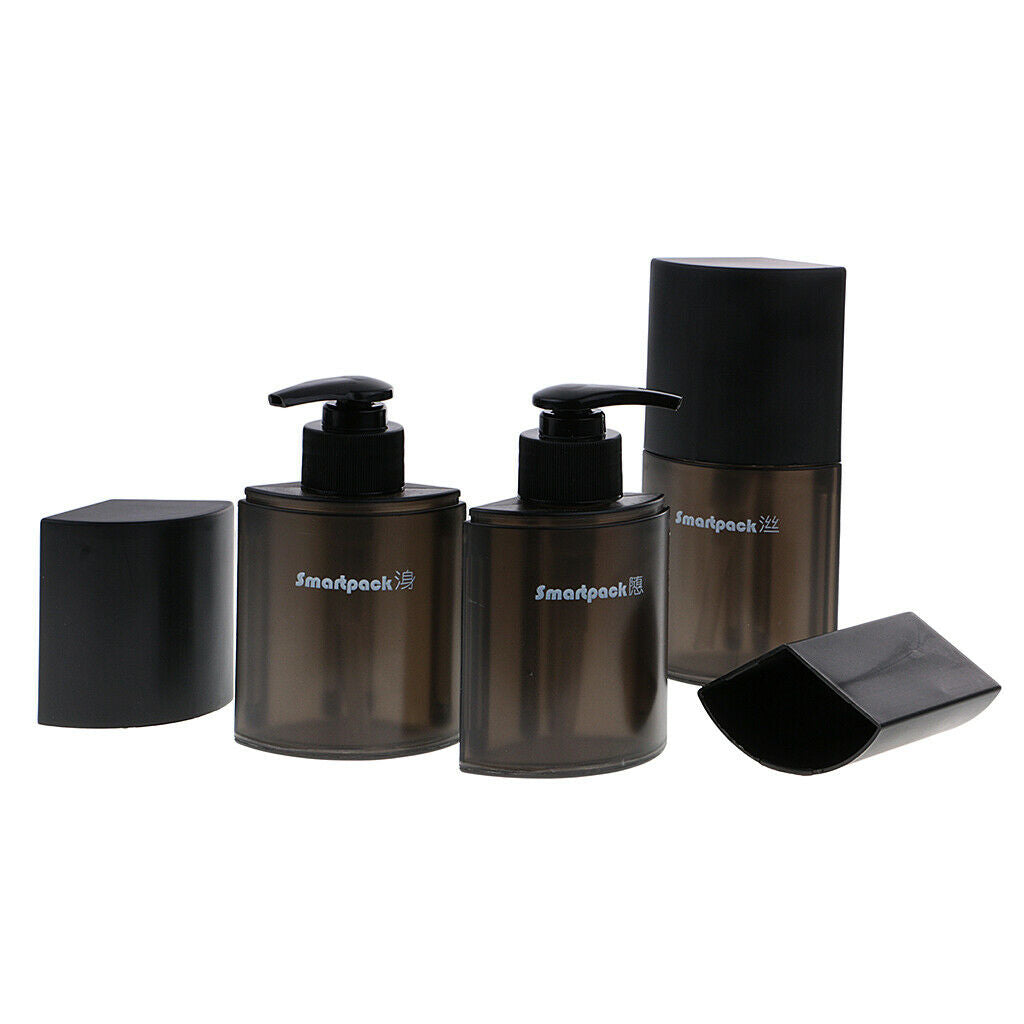 Portable Plastic 6pcs Travel Bottles Container For Lotion Shampoo Blue&Black