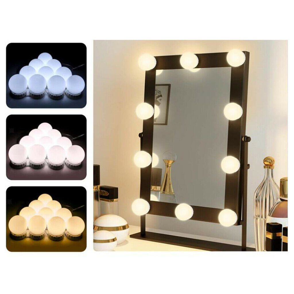 10 LED Vanity Lights Dimmable Adjustable Mirror Bulbs Lighting USB Adapter