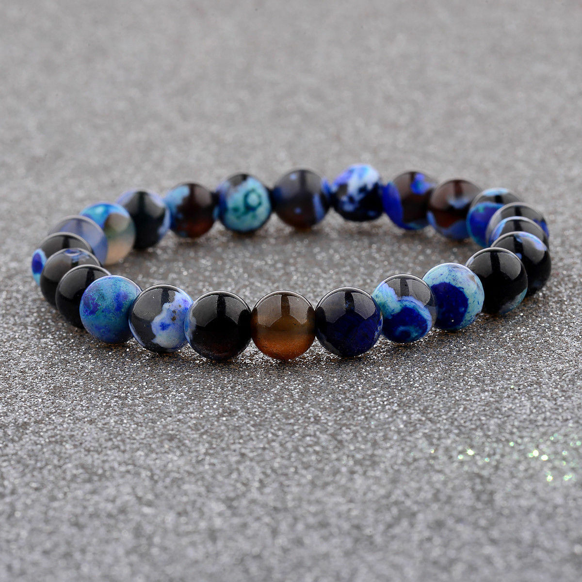 8MM Man Wowan Fashion Mini Blue Beaded Cuff Charm Bangle Natural Stone Bracelets