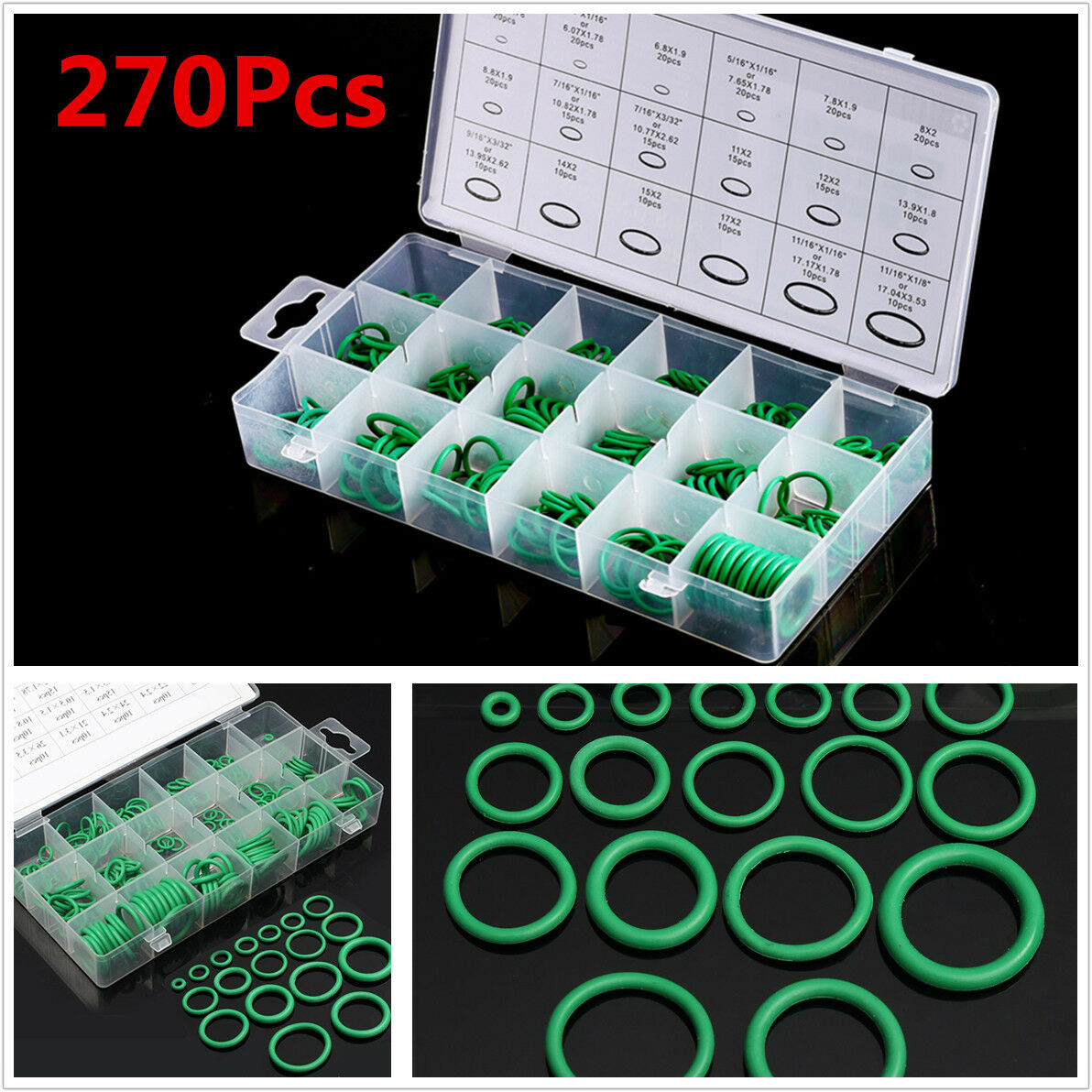 270pc 18 Size Car HNBR A/C System Air Conditioning O-Ring Seals Vehicle Kit Tool