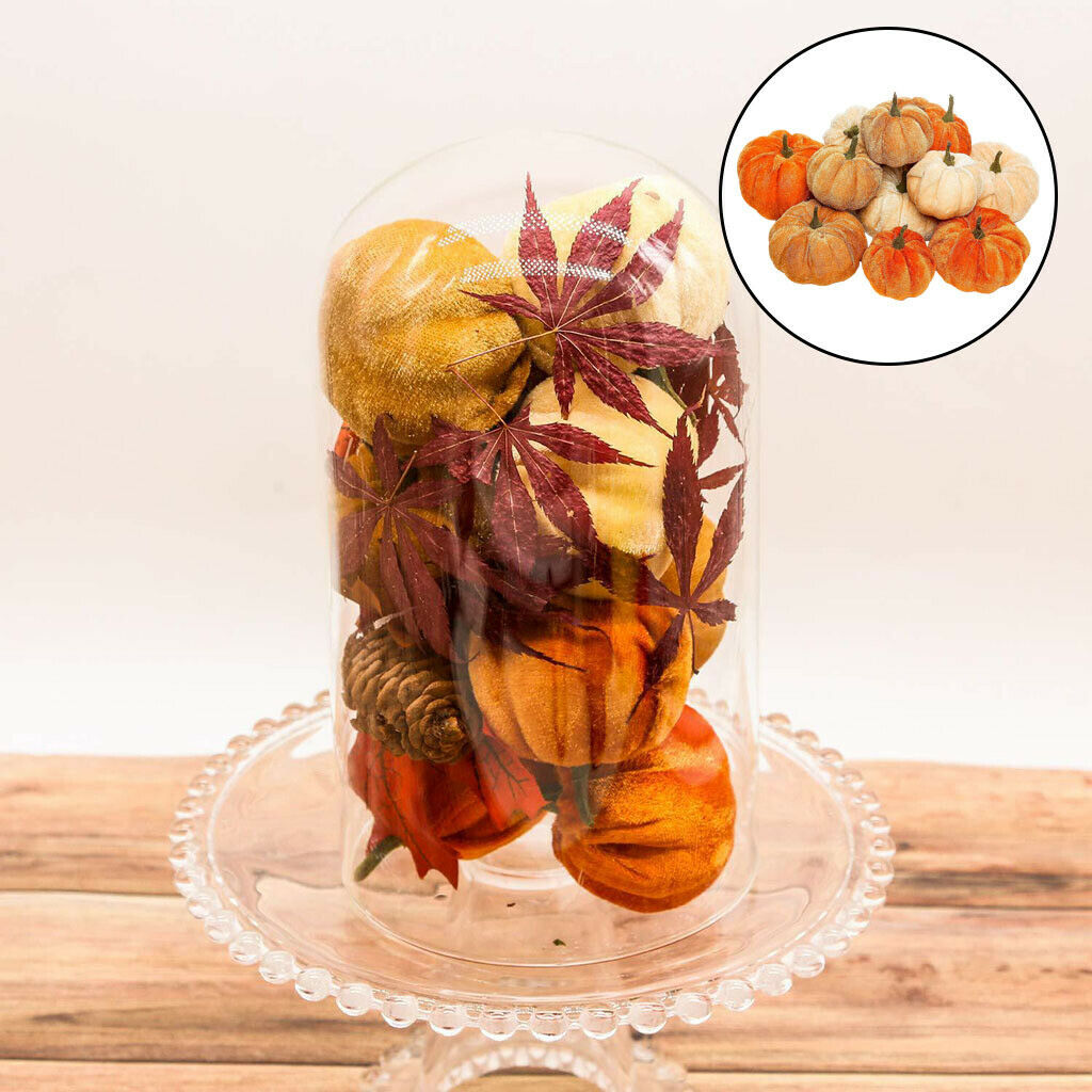 36x Velvet Pumpkins Colorful Soft Halloween Festival Harvest Fall Home