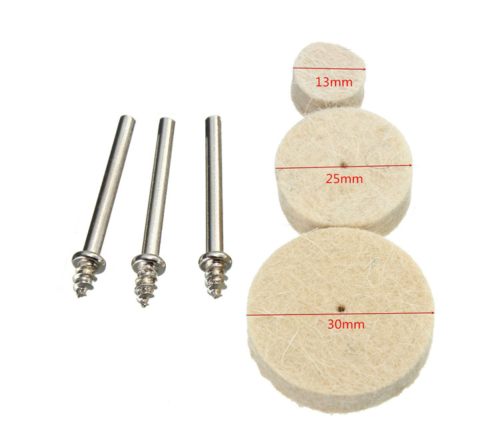 30pcs Wool Felt Polishing Buffing Round Wheel Tool +3 Shank For Rotary