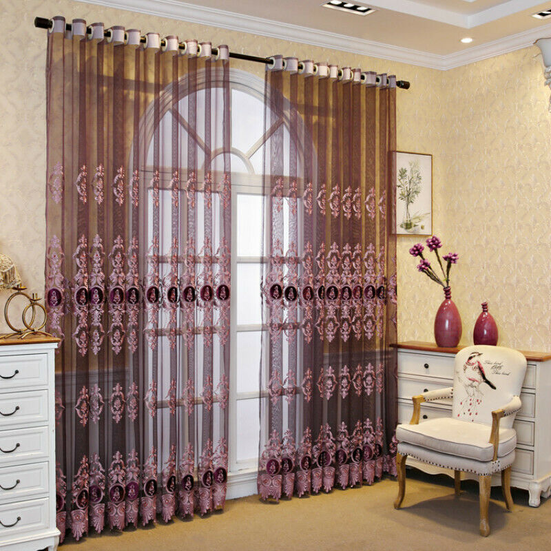 European Tulle Curtain Fabric Semi-finished Lace Embroidered Sheer Drape Luxury