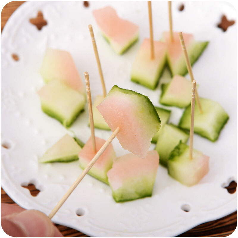 100pcs Two Heads Wood Stick Wooden Bamboo Toothpick Party Cocktail Food Picks