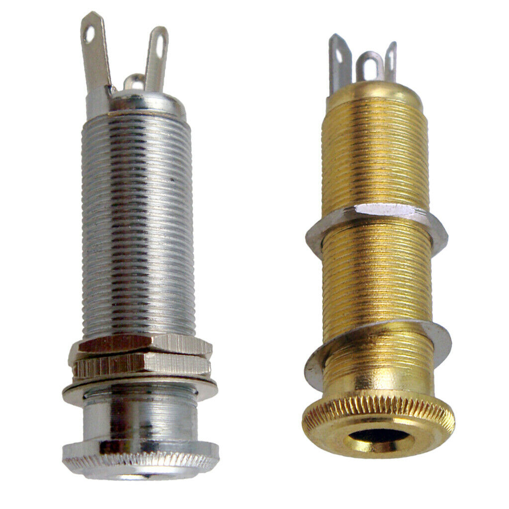 2 Pieces Threaded Cylinder 6.35mm Jack Socket Plug Guitar Bass Part A+B Accs