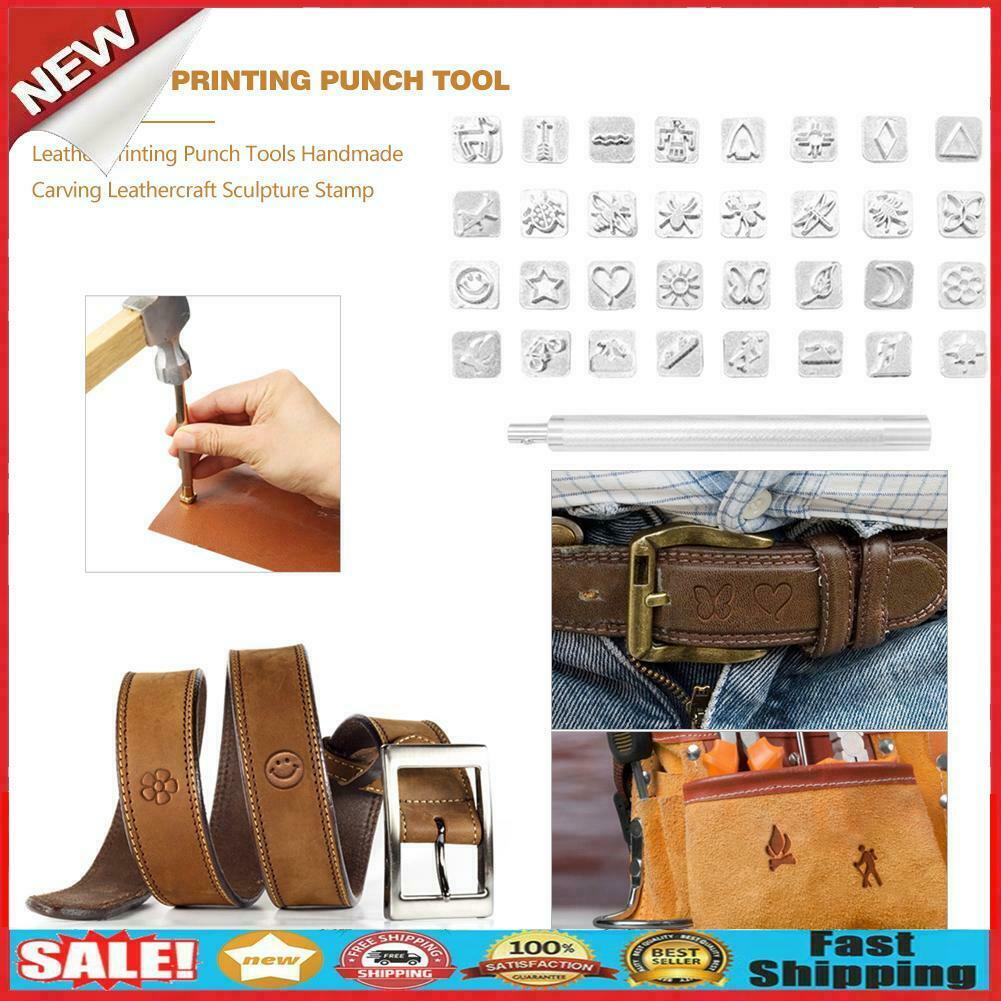 Leather Printing Punch Tools Handmade Carving Leathercraft Sculpture Stamp @