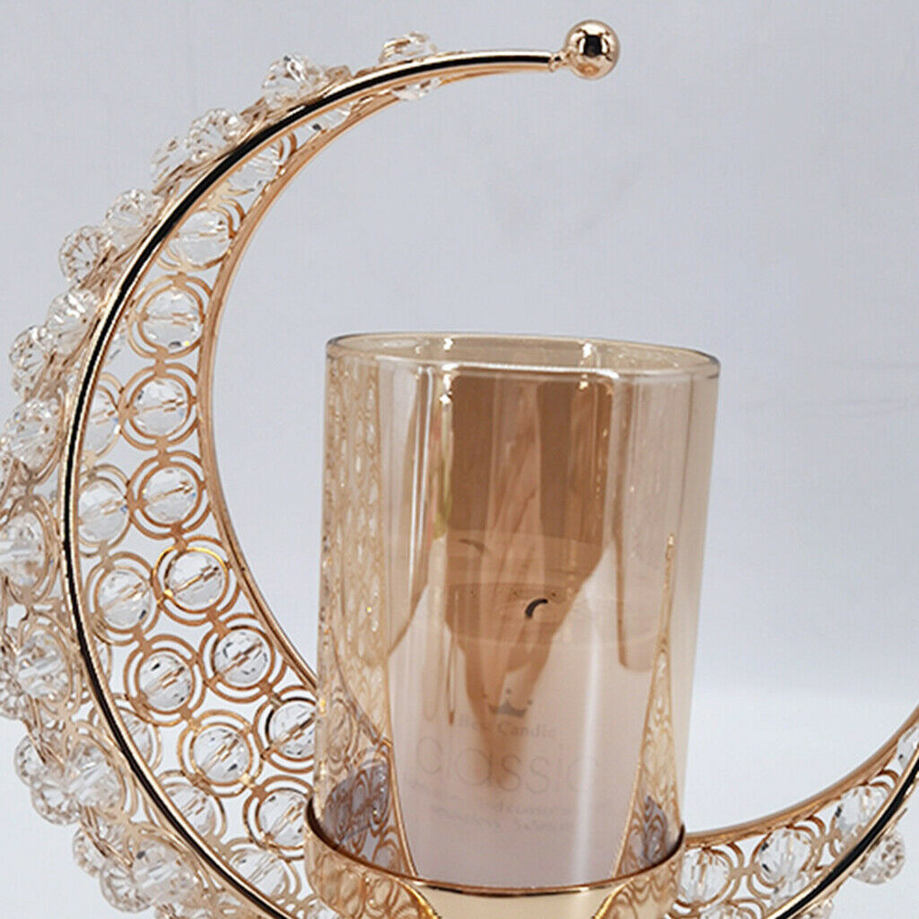 Ramadan Candle Holders Moon Shaped Candlestick for Eid Mubarak Dining Rooms